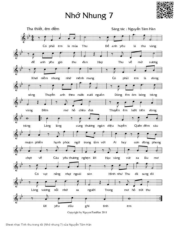 Sheet PDF of Tình thu trong tôi (Nhớ nhung 7)