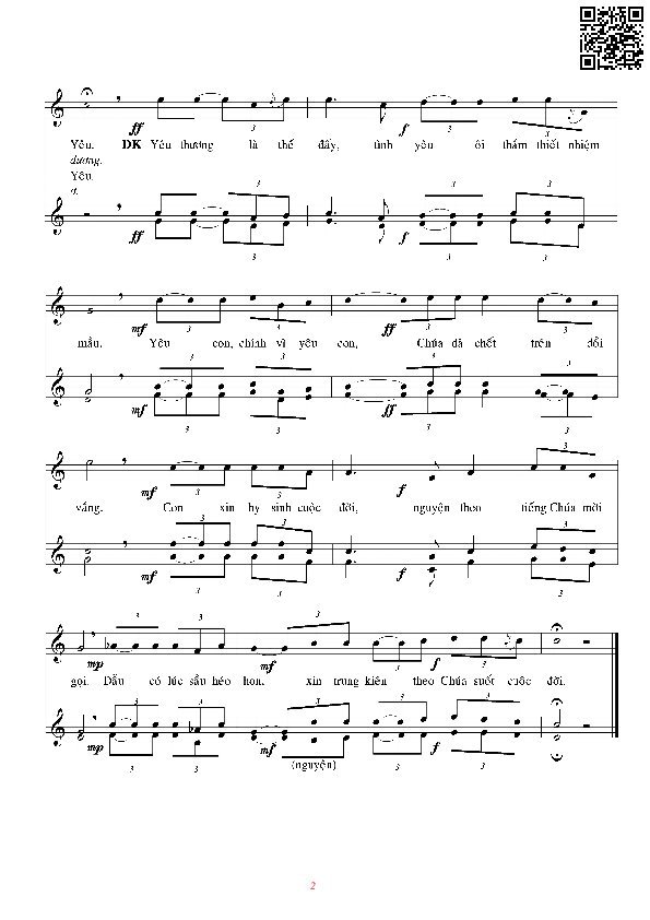 Page 2 of Sheet music PDF Tình thương nhiệm mầu - Hồng Trần