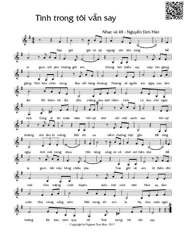 Page 2 of Sheet music PDF Tình trong tôi vẫn say - Nguyễn Tâm Hàn