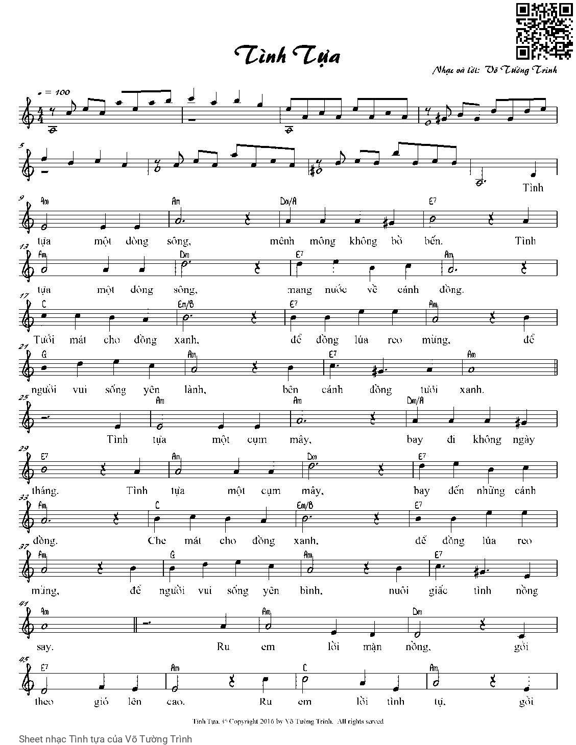 Sheet PDF of Tình tựa - Võ Tường Trình