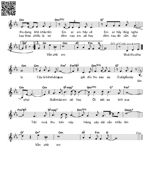 Page 2 of Sheet music PDF Tình vào thu - Trịnh Nam Sơn