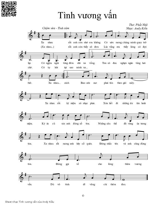 Sheet PDF of Tình vương vấn