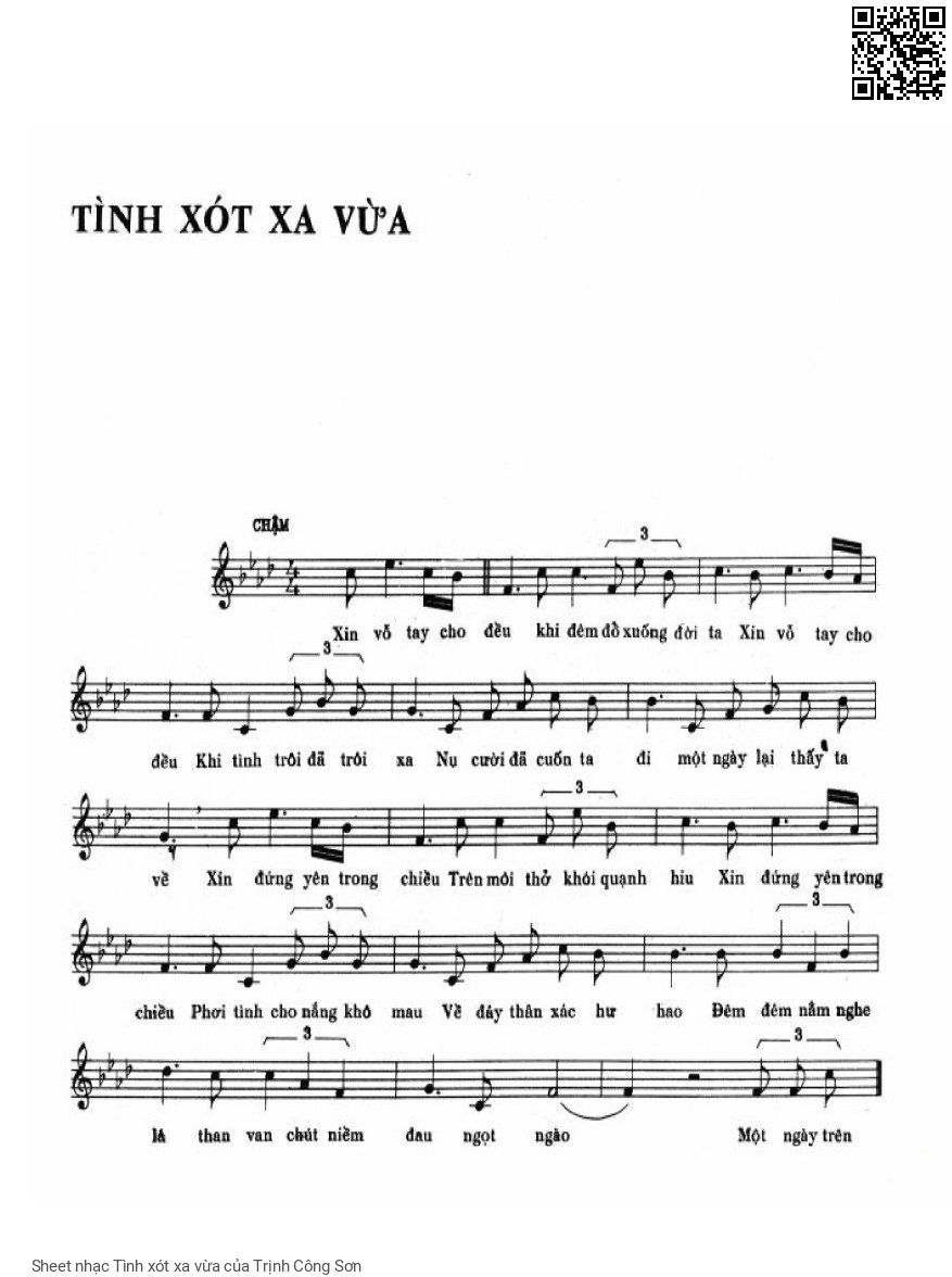 Sheet PDF of Tình xót xa vừa