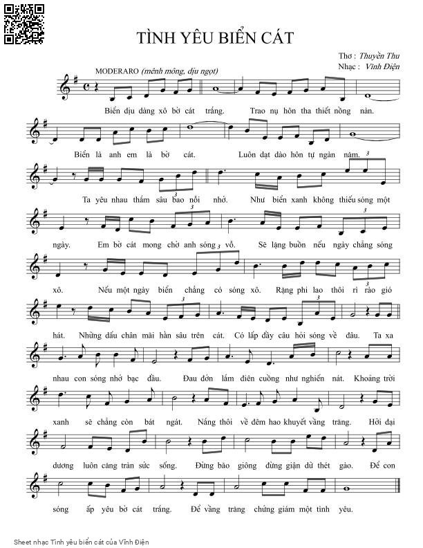 Page 1 of Sheet music PDF Tình yêu biển cát - Vĩnh Điện