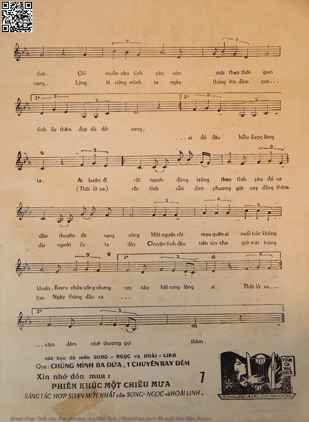 Page 3 of Sheet music PDF Tình yêu đơn phương - Hàn Sinh