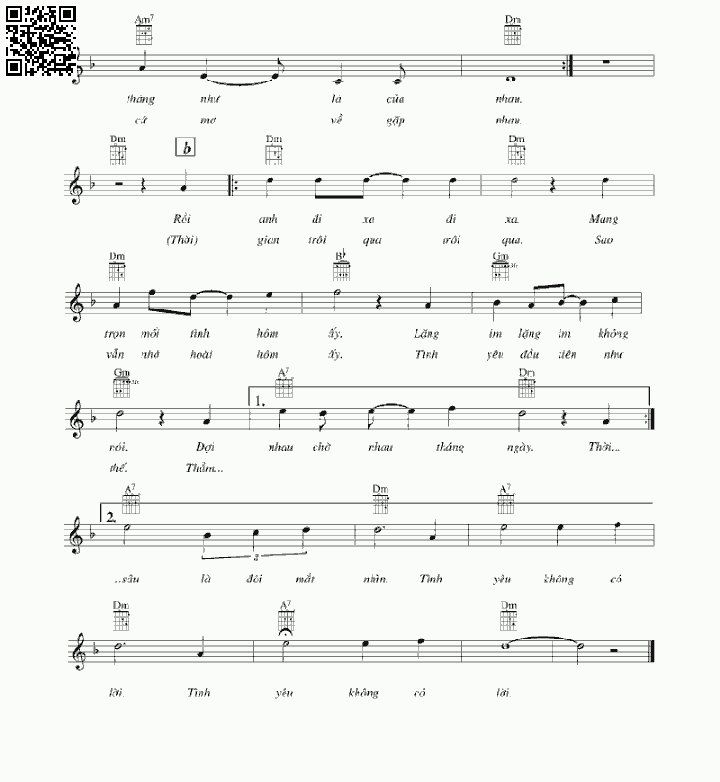 Page 2 of Sheet music PDF Tình yêu không lời - Thuận Yến