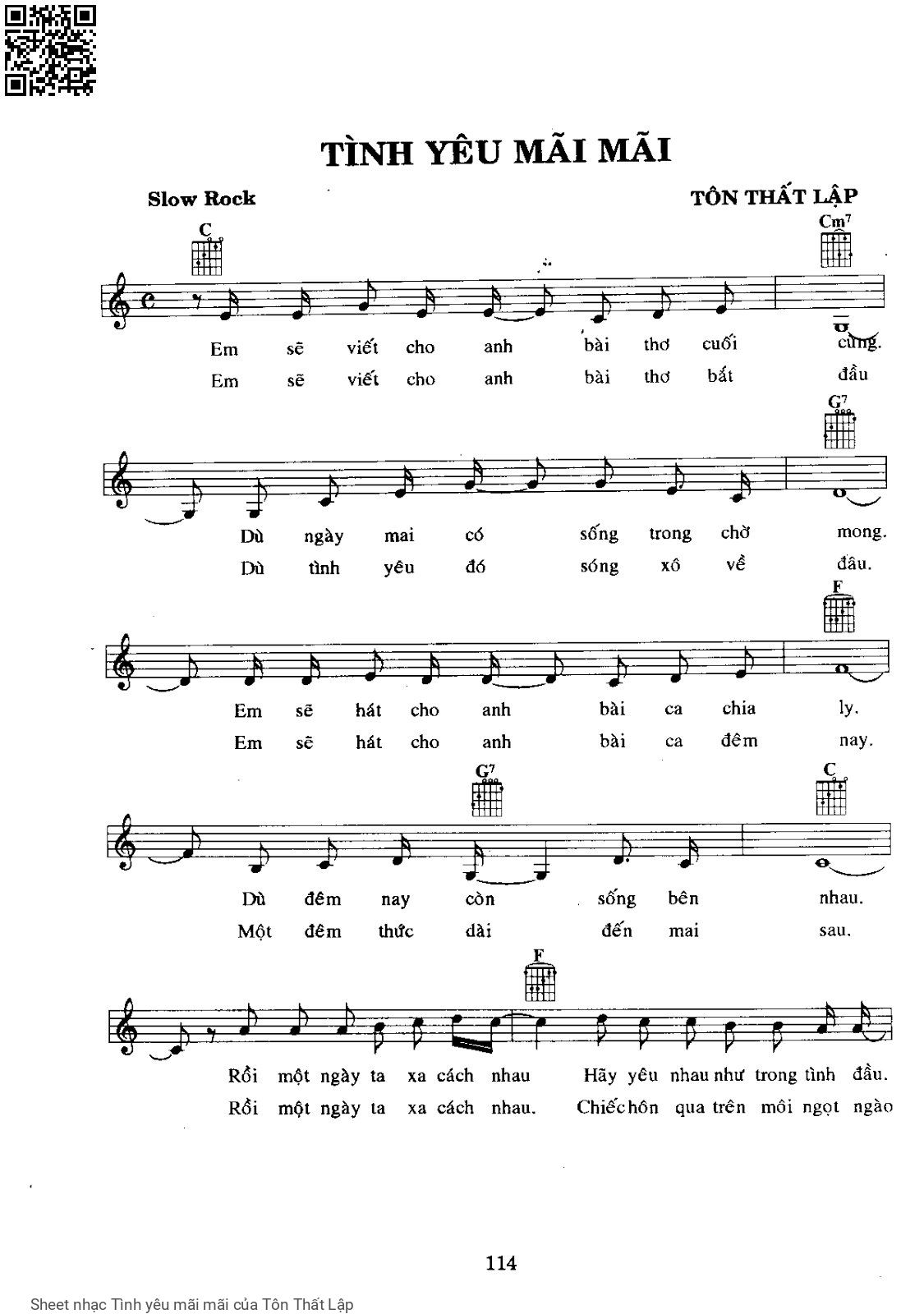 Sheet PDF of Tình yêu mãi mãi