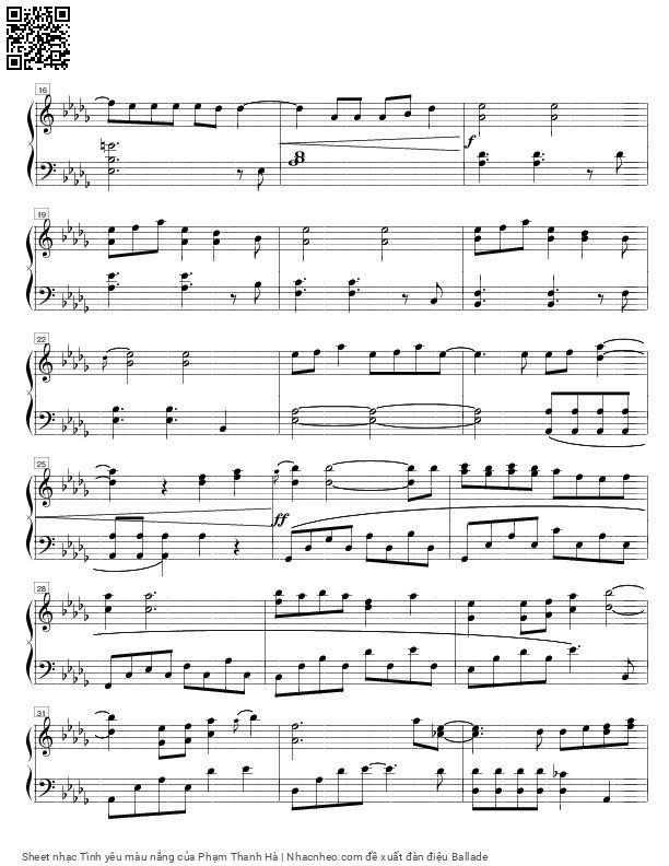 Page 2 of Sheet music PDF Tình yêu màu nắng - Phạm Thanh Hà