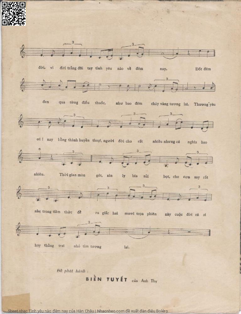 Page 3 of Sheet music PDF Tình yêu nào đêm nay - Hàn Châu