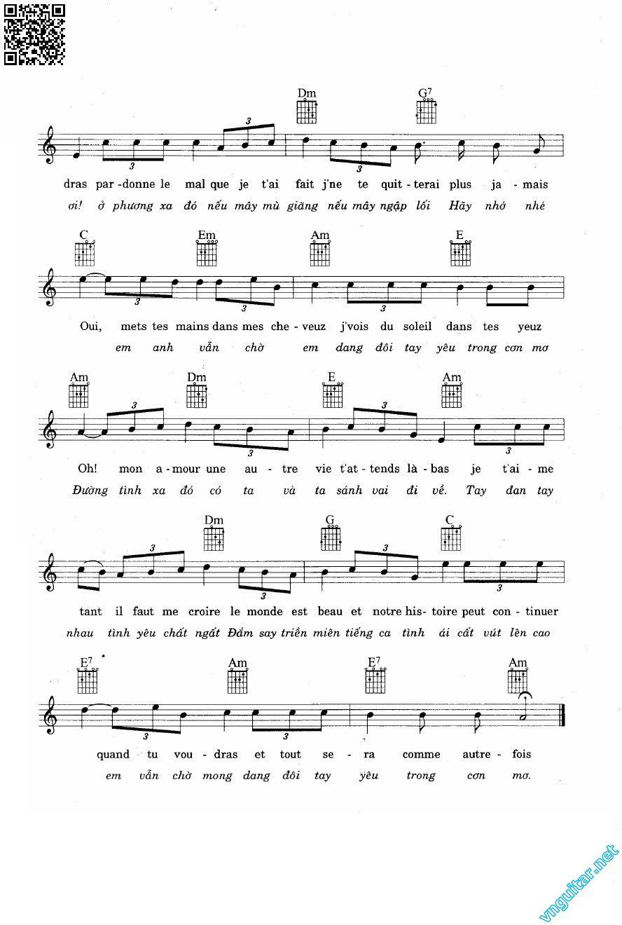 Page 3 of Sheet music PDF Tình yêu ôi tình yêu (Oh mon amour) - Christophe