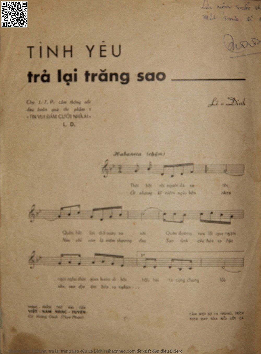 Page 2 of Sheet music PDF Tình yêu trả lại trăng sao - Lê Dinh