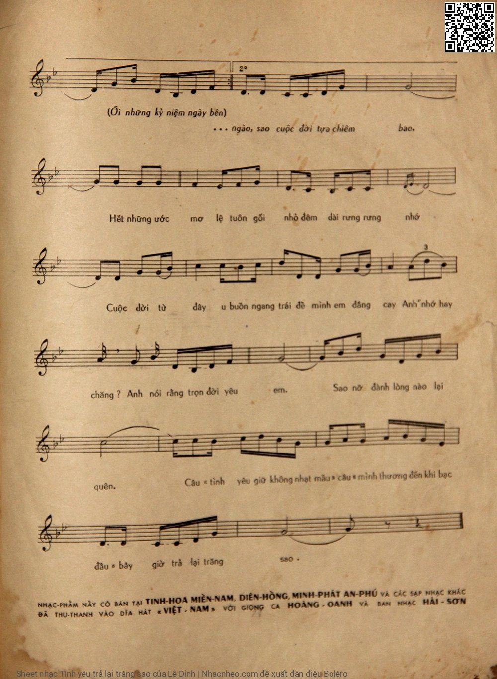 Page 3 of Sheet music PDF Tình yêu trả lại trăng sao - Lê Dinh
