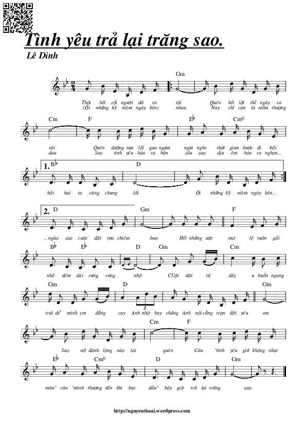 Page 5 of Sheet music PDF Tình yêu trả lại trăng sao - Lê Dinh
