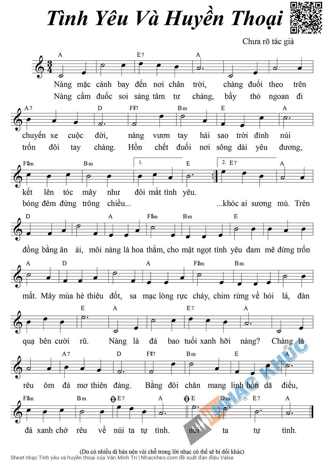 Sheet PDF of Tình yêu và huyền thoại