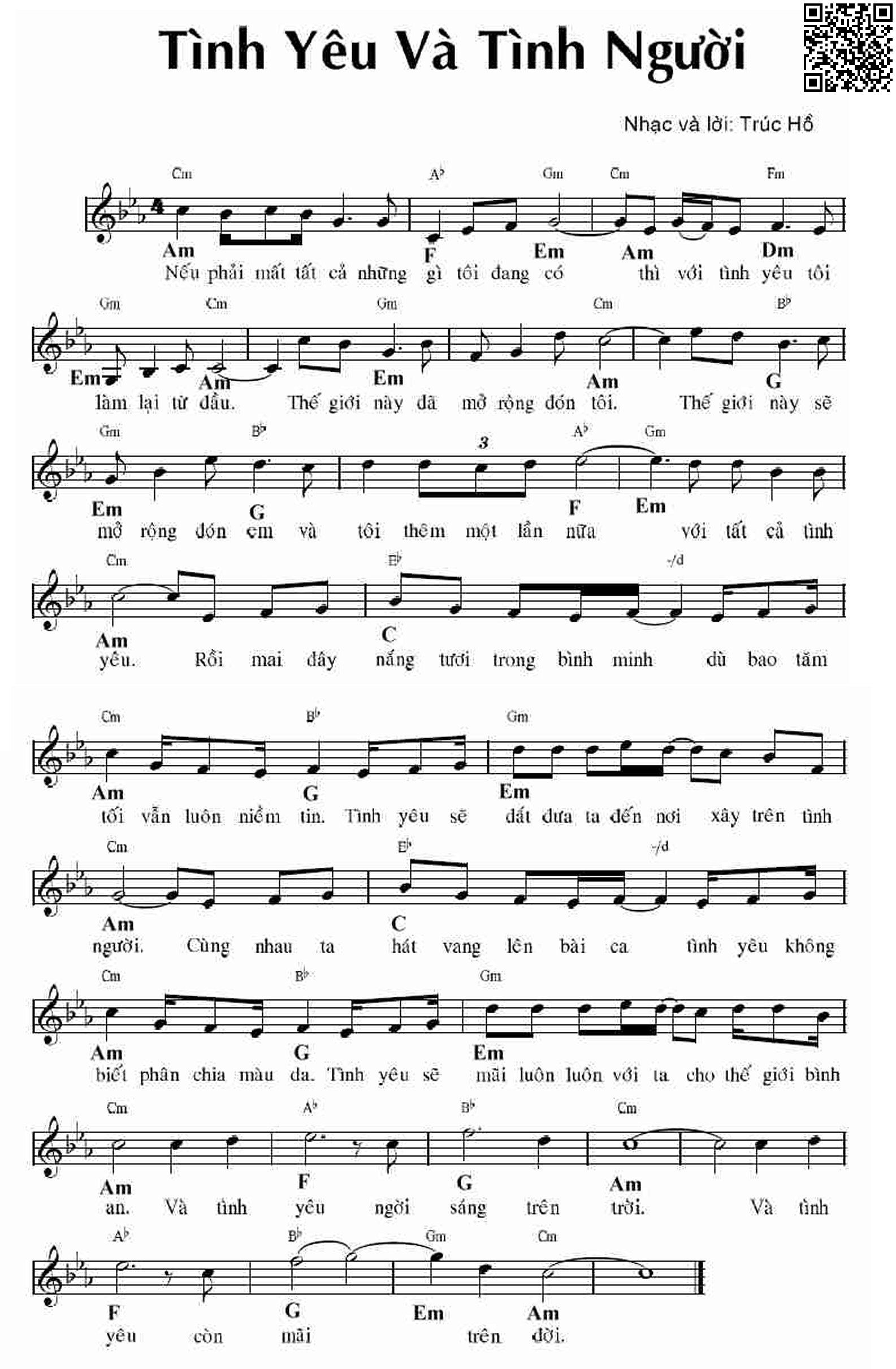 Page 2 of Sheet music PDF Tình yêu và tình người - Trúc Hồ