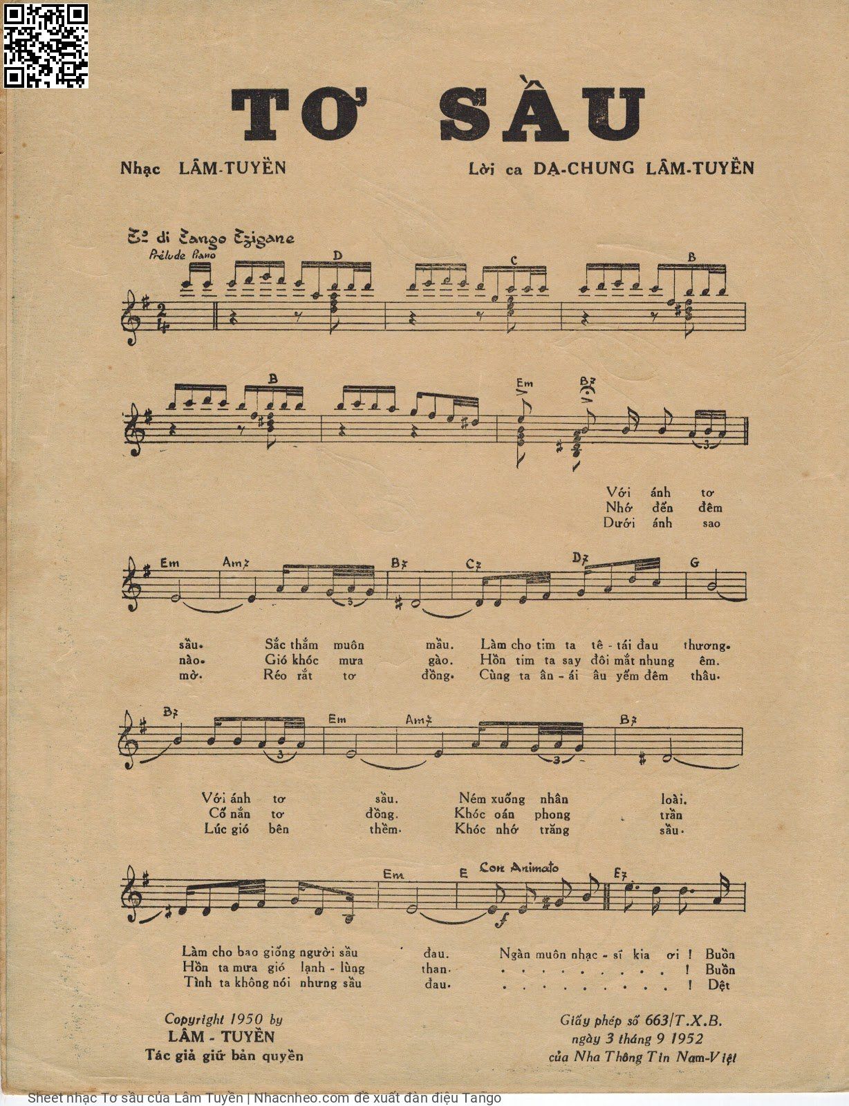 Page 2 of Sheet music PDF Tơ sầu - Lâm Tuyền