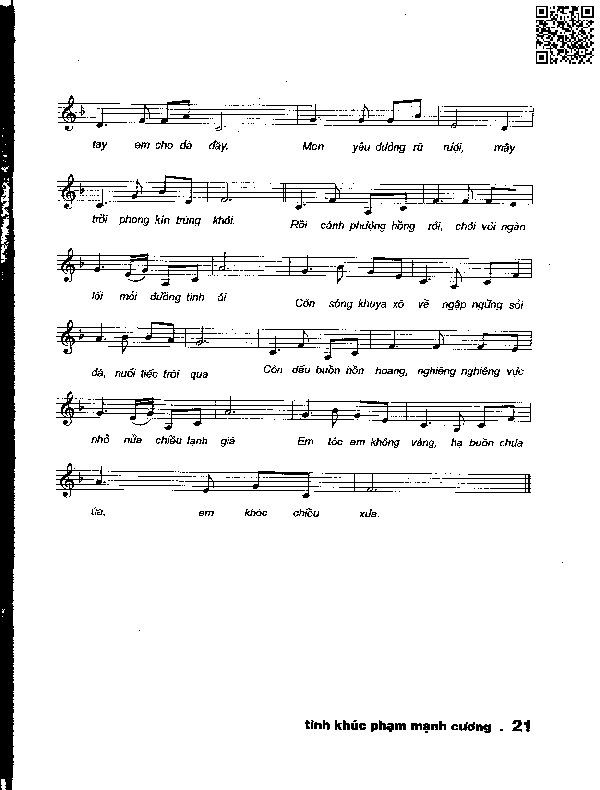 Page 2 of Sheet music PDF Tóc em chưa úa nắng hè - Phạm Mạnh Cương
