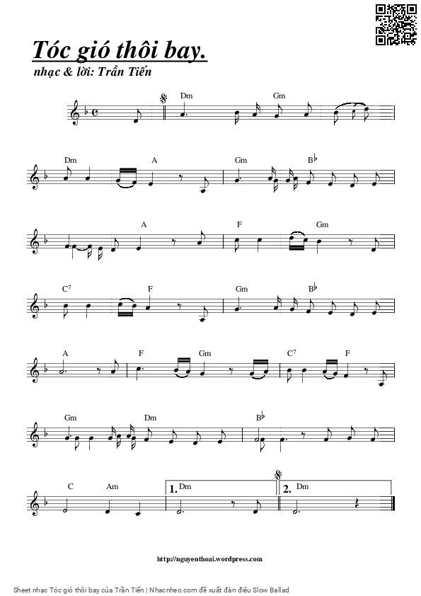 Sheet PDF of Tóc gió thôi bay