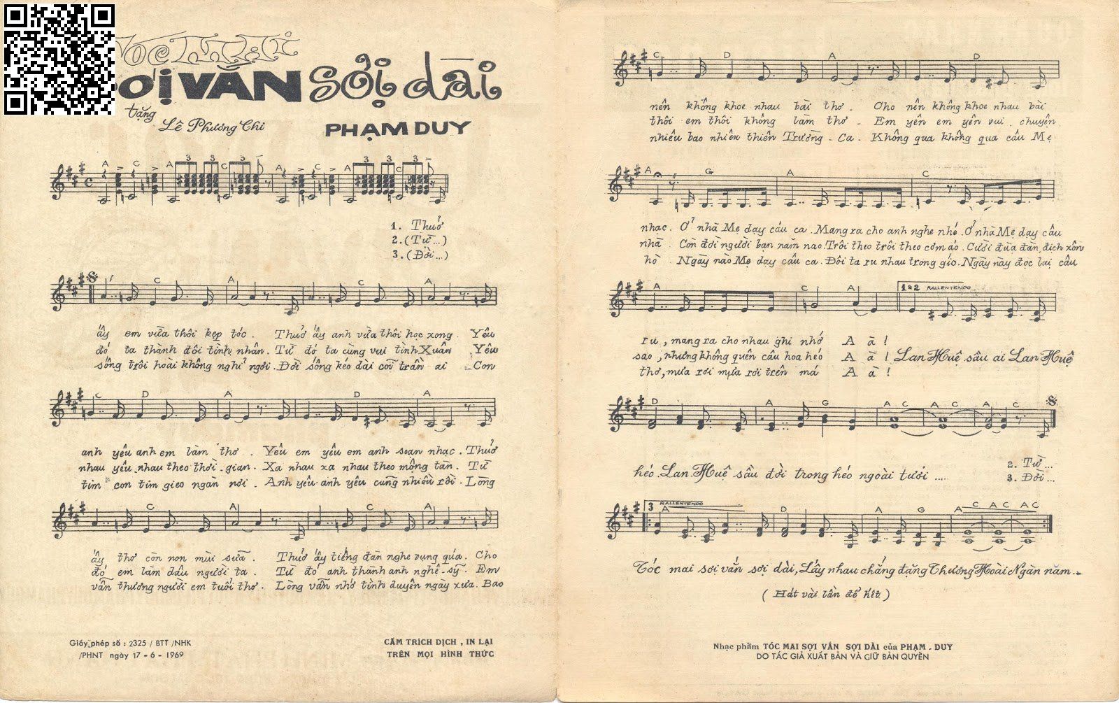 Page 2 of Sheet music PDF Tóc mai sợi vắn sợi dài - Phạm Duy