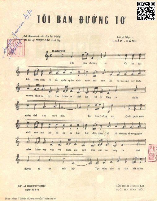 Page 2 of Sheet music PDF Tôi bán đường tơ - Thẩm Oánh