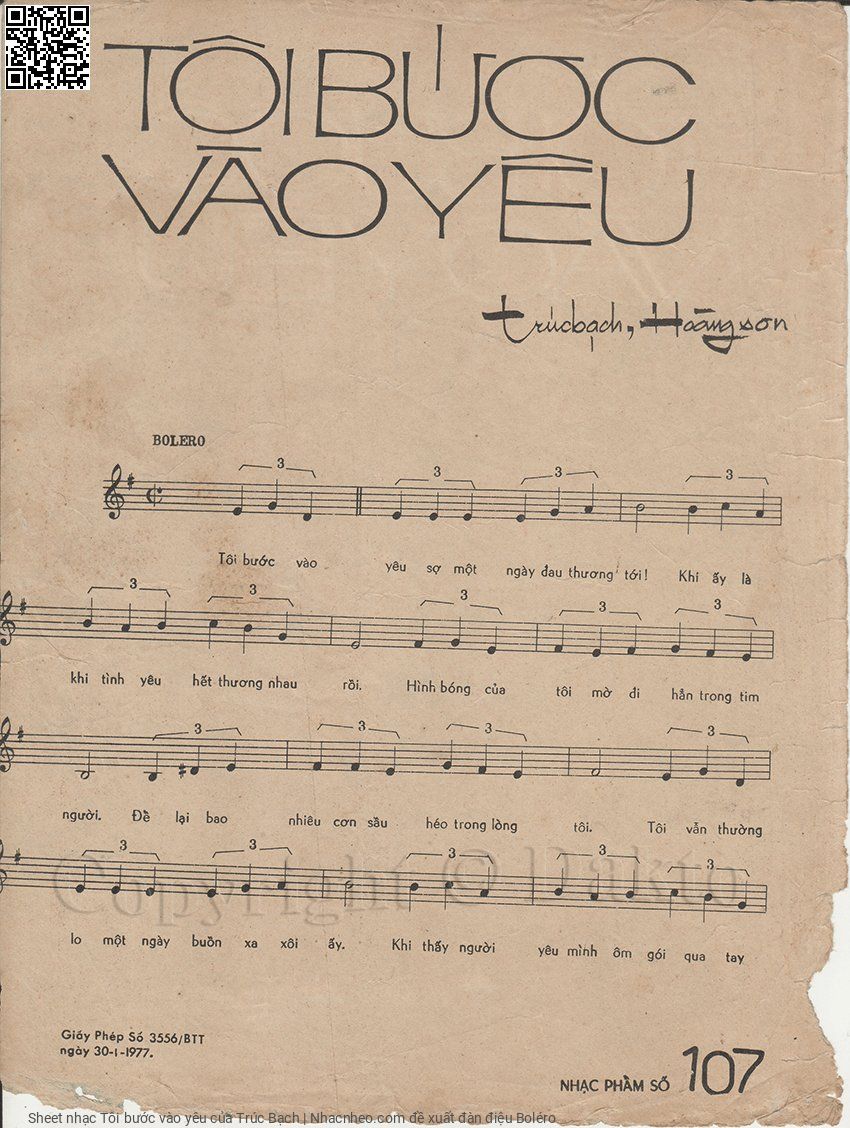 Page 2 of Sheet music PDF Tôi bước vào yêu - Trúc Bạch