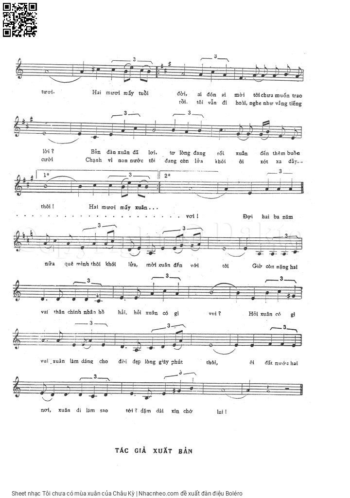 Page 2 of Sheet music PDF Tôi chưa có mùa xuân - Châu Kỳ