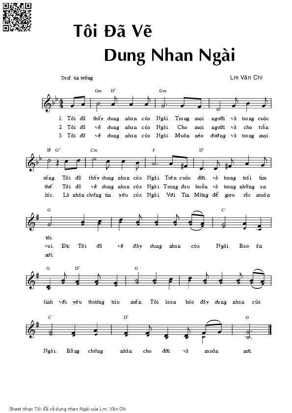 Page 1 of Sheet music PDF Tôi đã vẽ dung nhan Ngài - Lm. Văn Chi