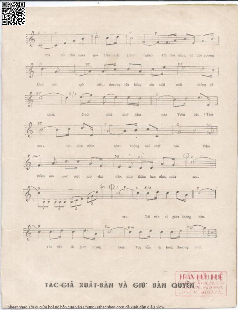 Page 3 of Sheet music PDF Tôi đi giữa hoàng hôn - Văn Phụng