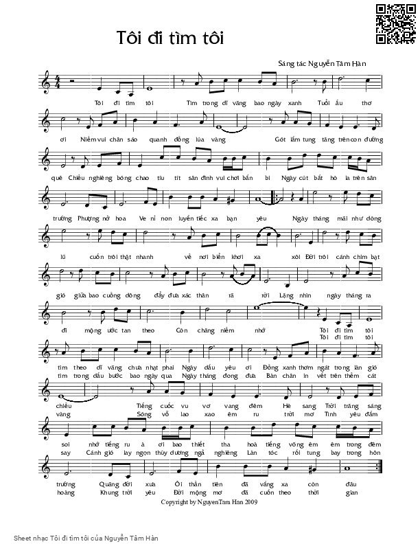 Page 2 of Sheet music PDF Tôi đi tìm tôi - Nguyễn Tâm Hàn