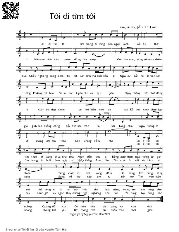 Page 3 of Sheet music PDF Tôi đi tìm tôi - Nguyễn Tâm Hàn