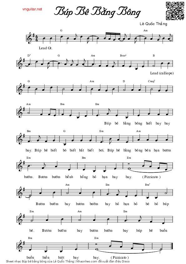 Sheet PDF of Búp bê bằng bông