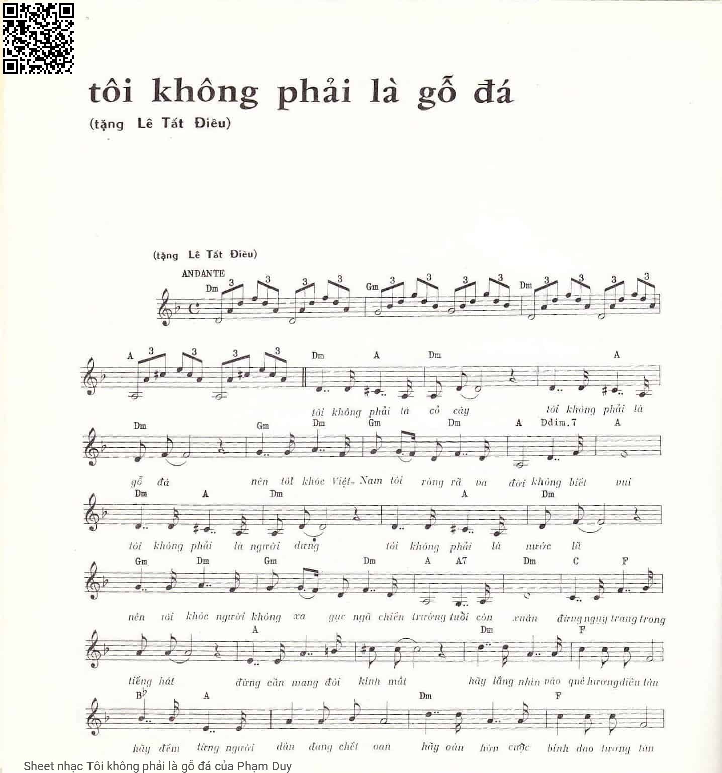 Page 1 of Sheet music PDF Tôi không phải là gỗ đá - Phạm Duy