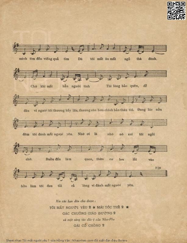 Page 3 of Sheet music PDF Tôi mất người yêu 1 - Hồng Vân