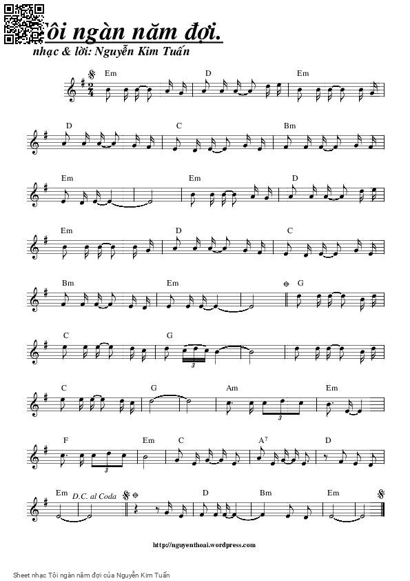 Sheet PDF of Tôi ngàn năm đợi