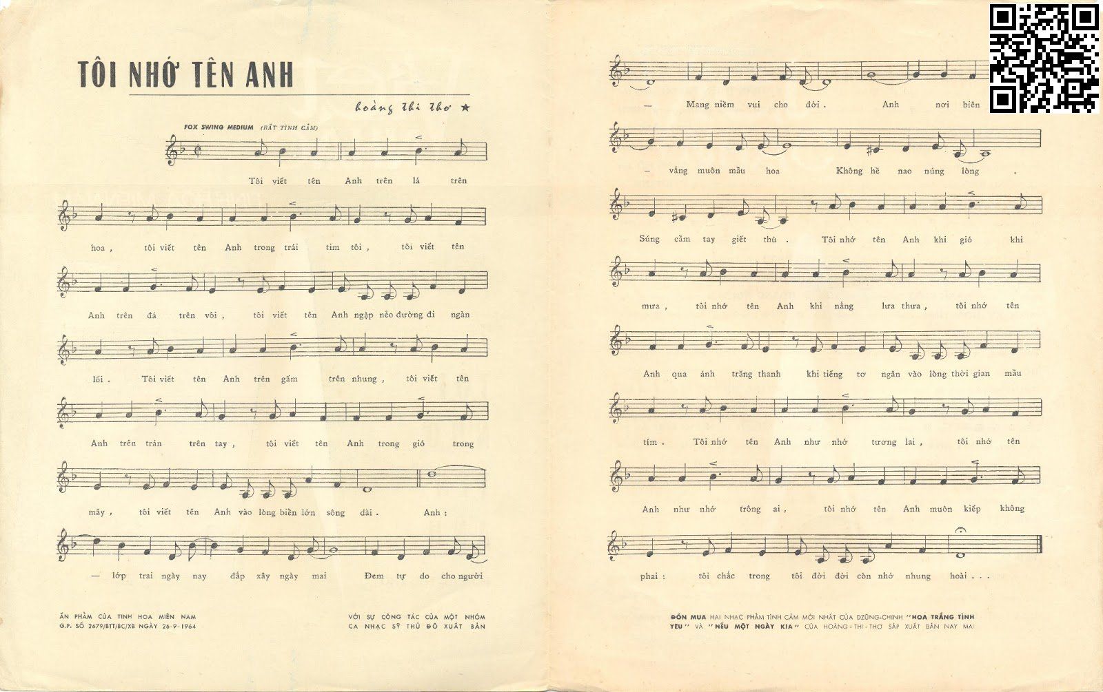 Page 2 of Sheet music PDF Tôi nhớ tên anh - Hoàng Thi Thơ