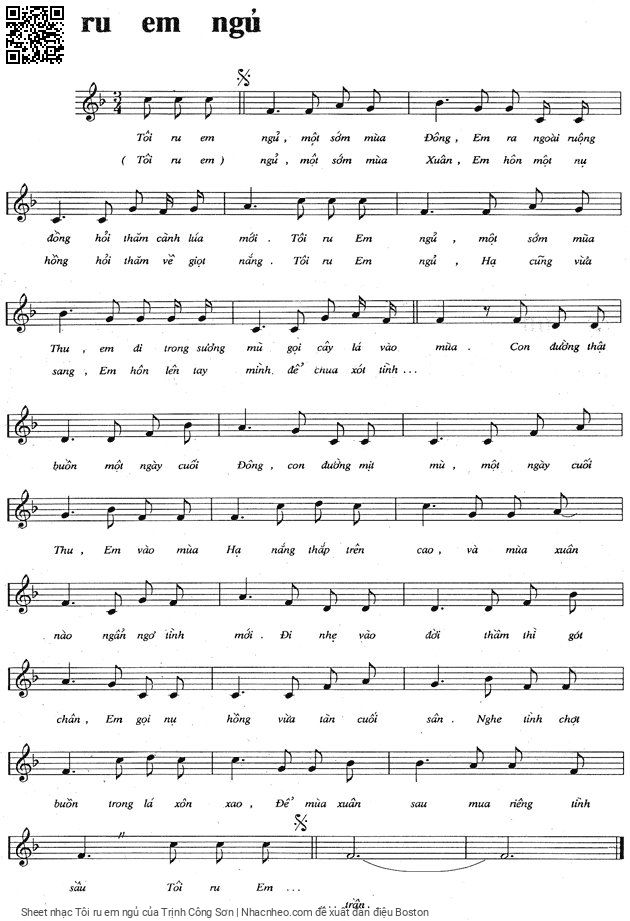 Sheet PDF of Tôi ru em ngủ