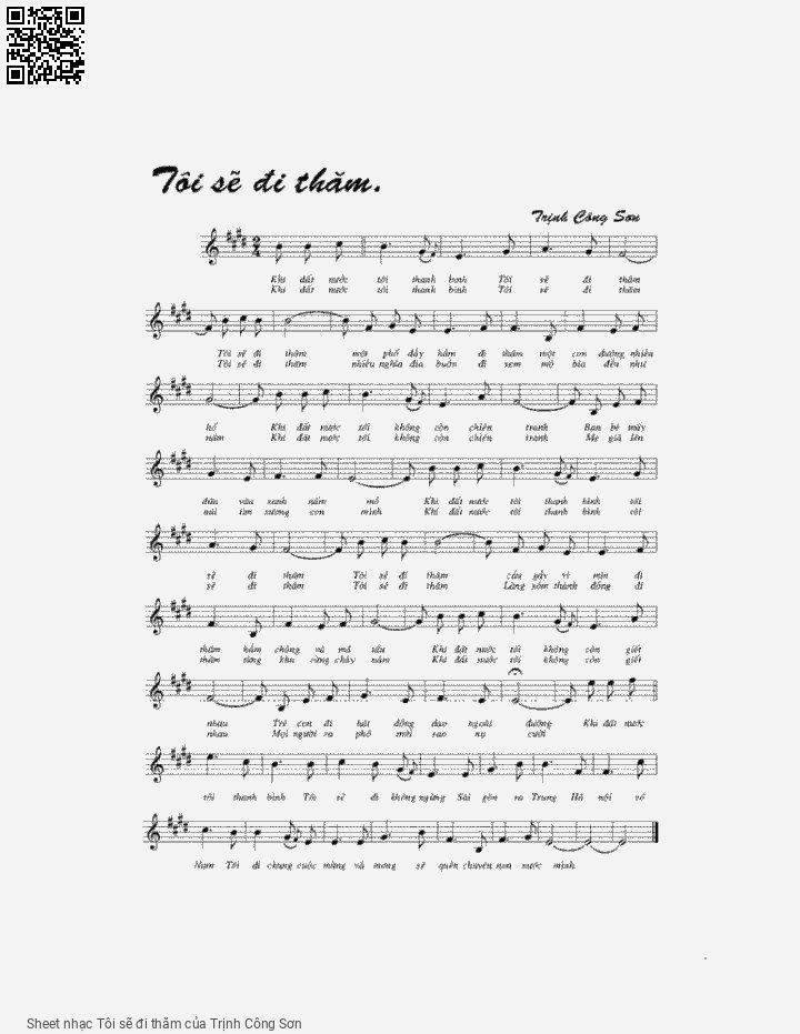 Page 1 of Sheet music PDF Tôi sẽ đi thăm - Trịnh Công Sơn