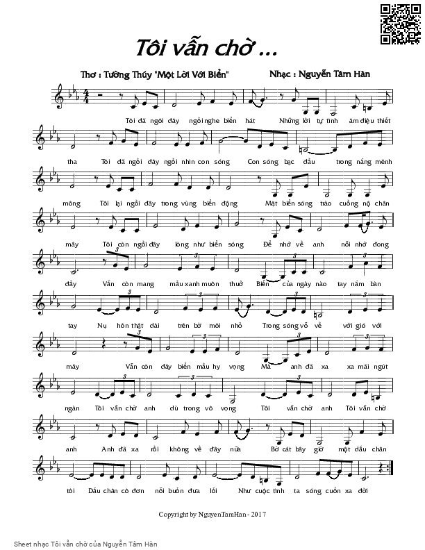Page 1 of Sheet music PDF Tôi vẫn chờ - Nguyễn Tâm Hàn