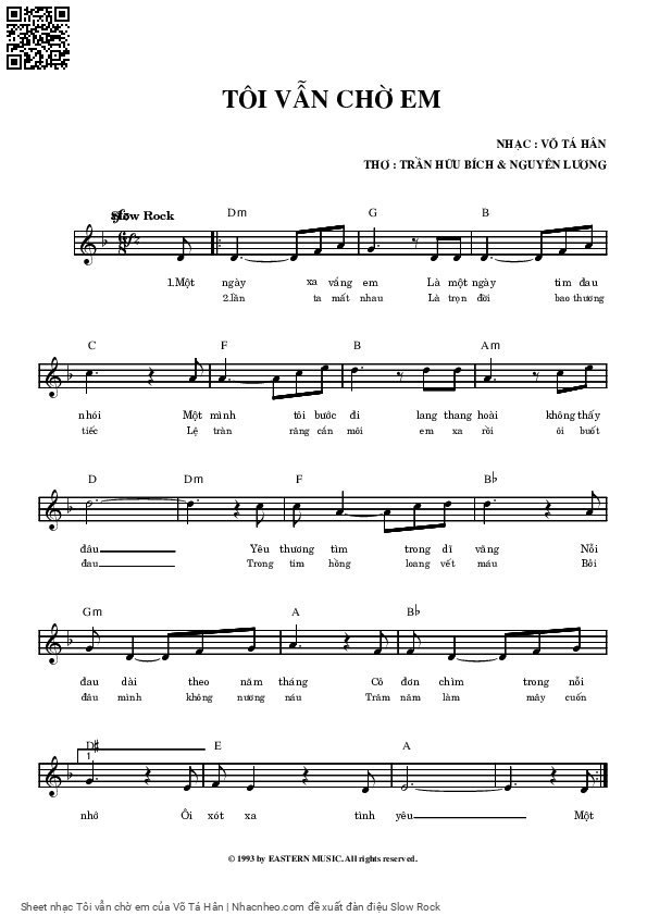 Page 1 of Sheet music PDF Tôi vẫn chờ em - Võ Tá Hân