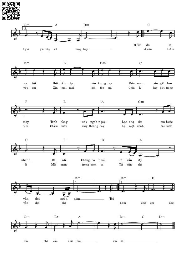 Page 2 of Sheet music PDF Tôi vẫn chờ em - Võ Tá Hân