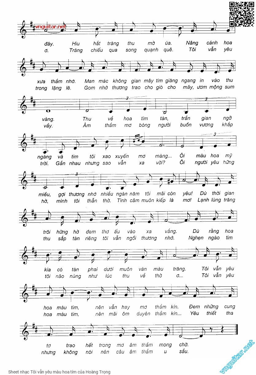 Page 2 of Sheet music PDF Tôi vẫn yêu màu hoa tím - Hoàng Trọng