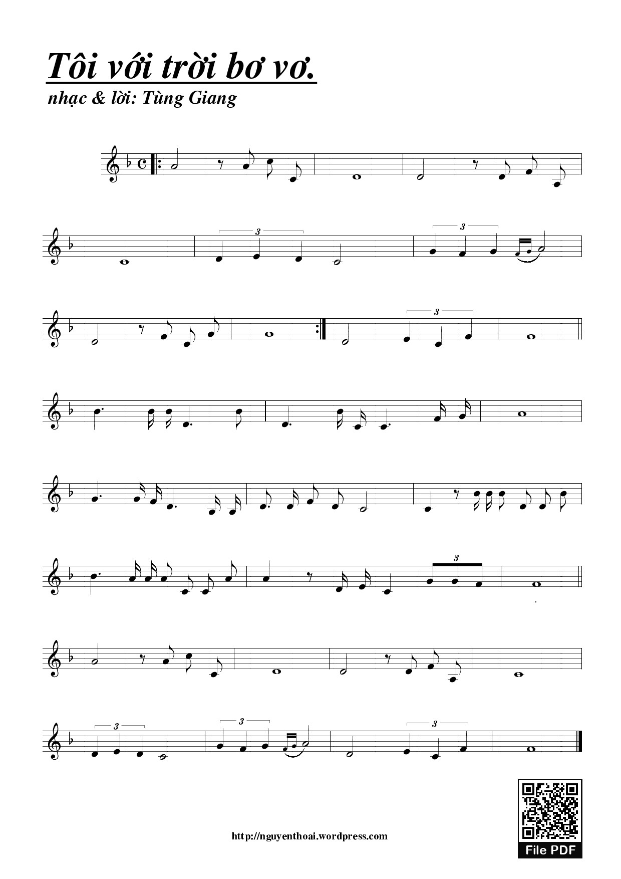 Sheet PDF of Tôi với trời bơ vơ