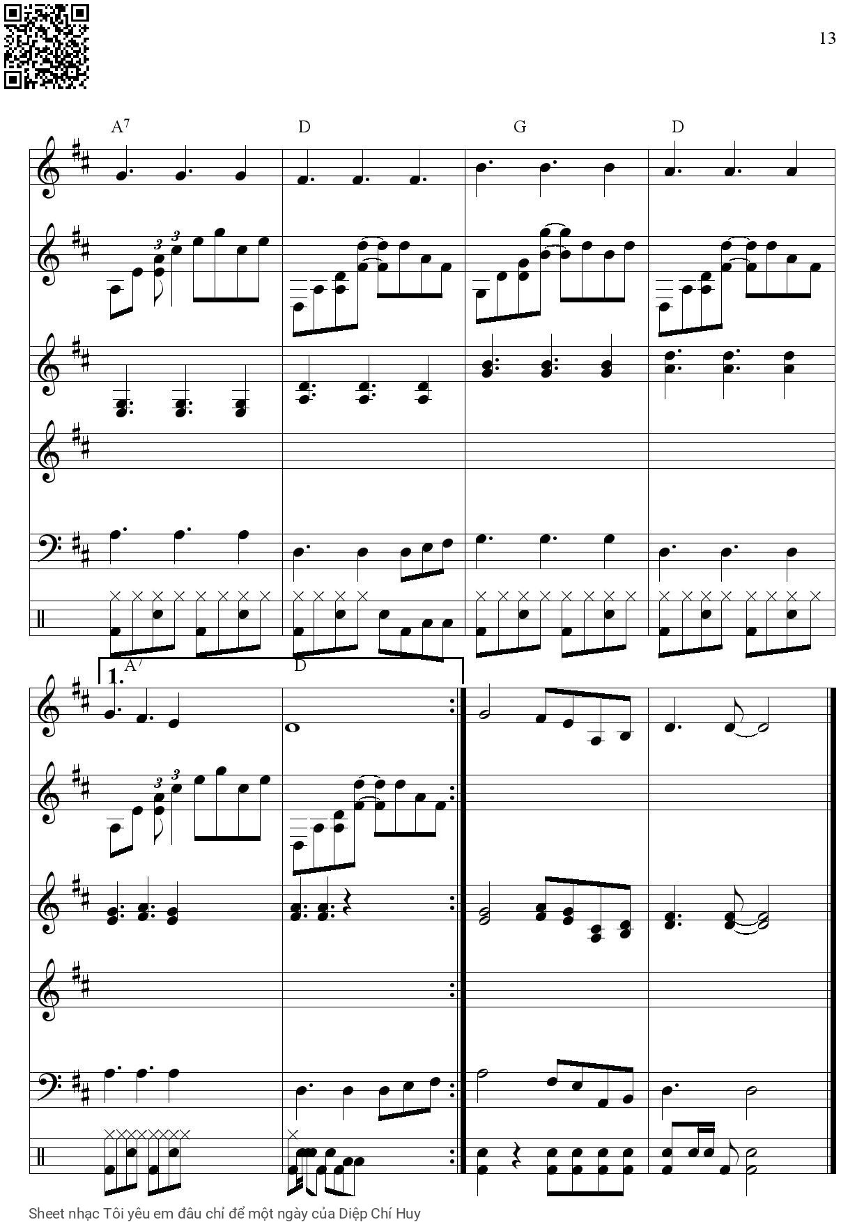 Page 2 of Sheet music PDF Tôi yêu em đâu chỉ để một ngày - Diệp Chí Huy