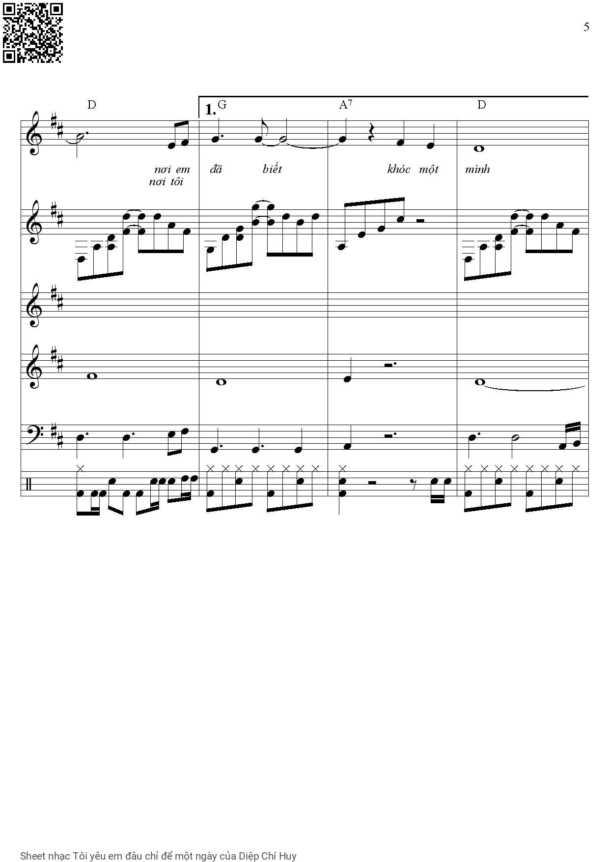 Page 12 of Sheet music PDF Tôi yêu em đâu chỉ để một ngày - Diệp Chí Huy
