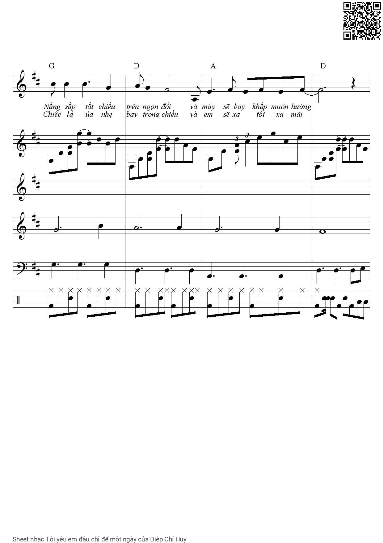 Page 3 of Sheet music PDF Tôi yêu em đâu chỉ để một ngày - Diệp Chí Huy