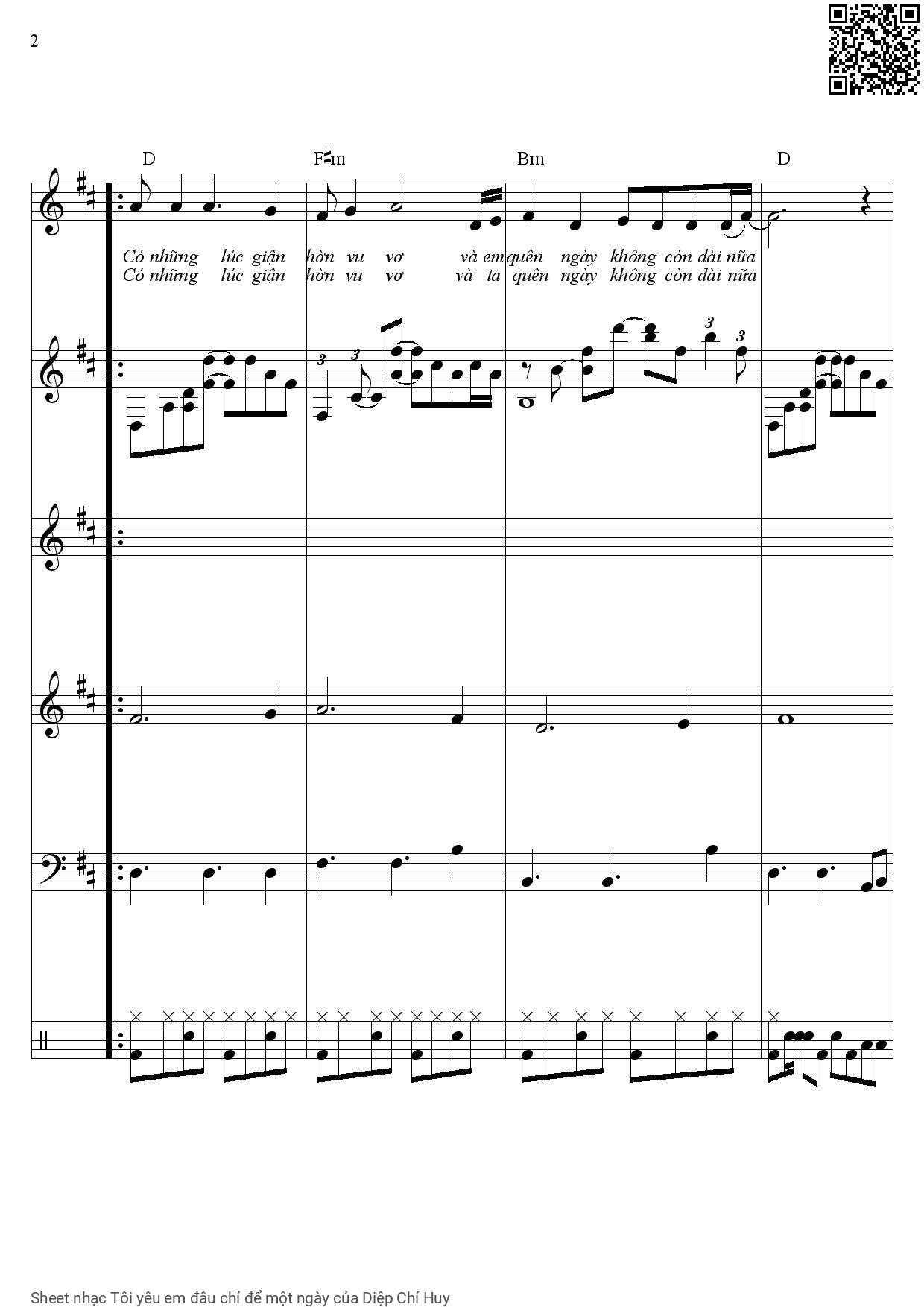 Page 4 of Sheet music PDF Tôi yêu em đâu chỉ để một ngày - Diệp Chí Huy