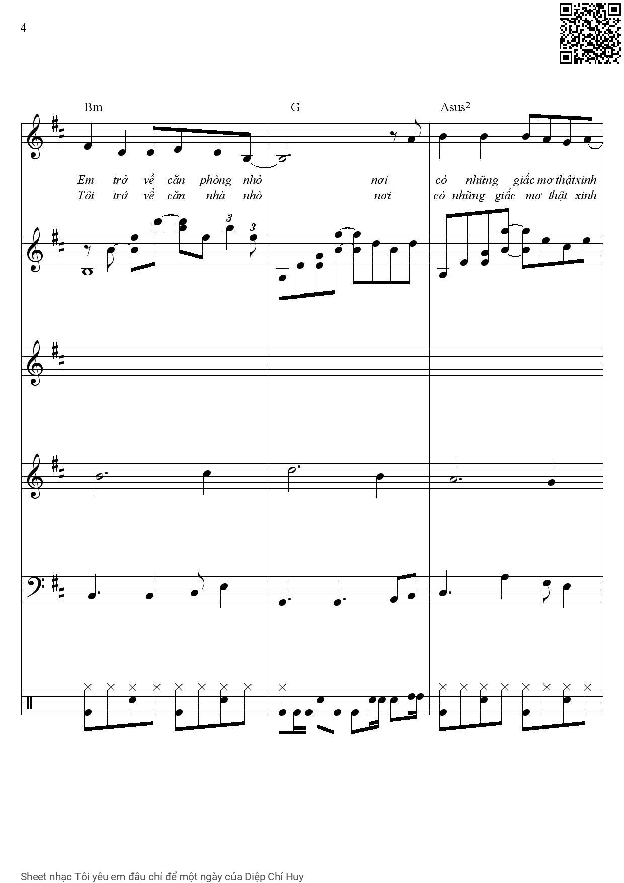 Page 5 of Sheet music PDF Tôi yêu em đâu chỉ để một ngày - Diệp Chí Huy