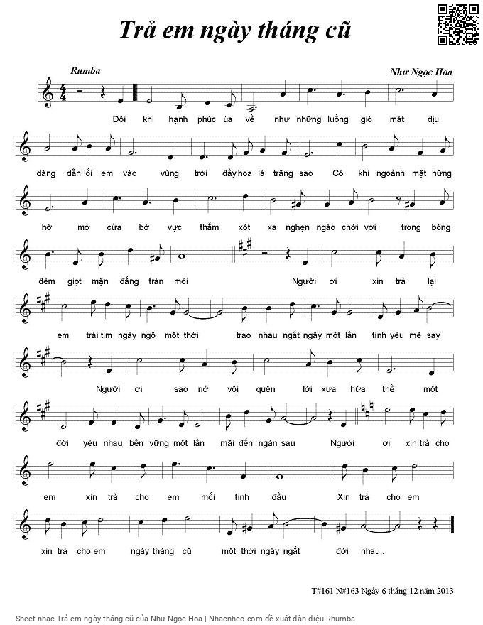 Sheet PDF of Trả em ngày tháng cũ