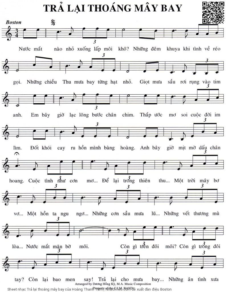 Sheet PDF of Trả lại thoáng mây bay