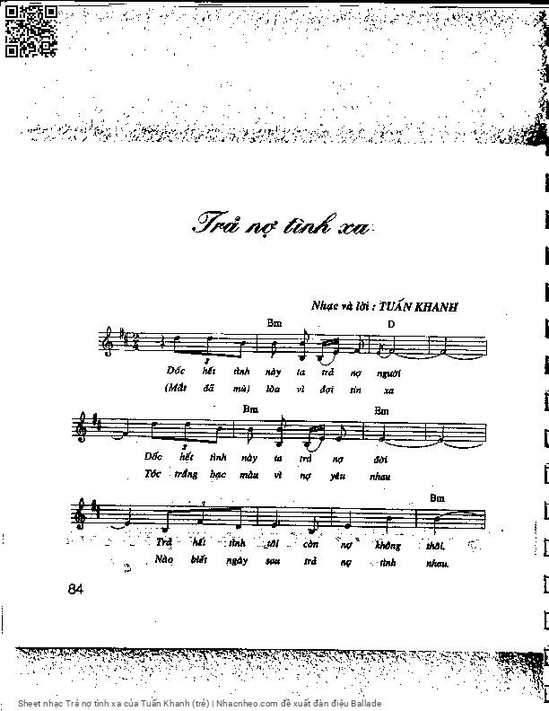 Page 1 of Sheet music PDF Trả nợ tình xa - Tuấn Khanh (trẻ)